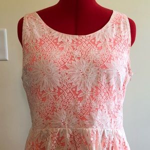 Neon pink and white lace dress